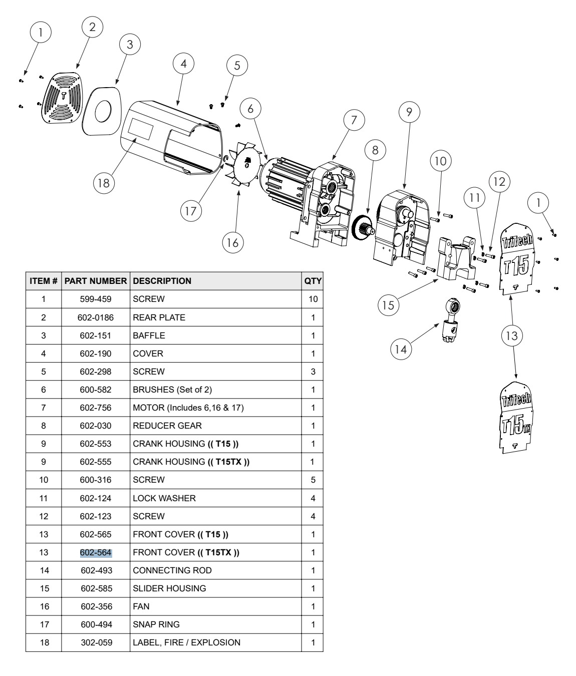 TriTech Frontabdeckung T15TX – Ersatzteil