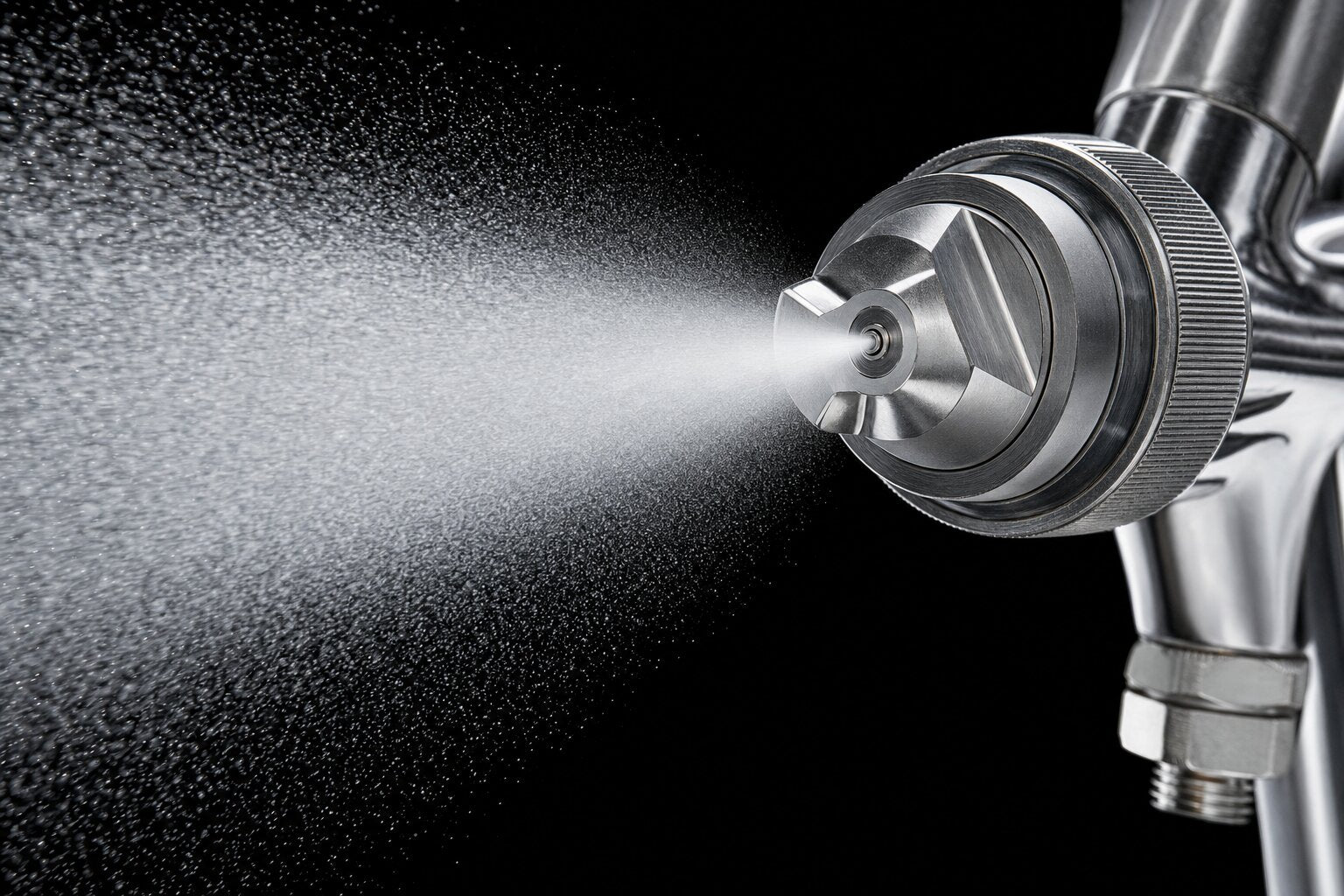 TriTech Airless-Düse beim Sprühvorgang – Detailaufnahme